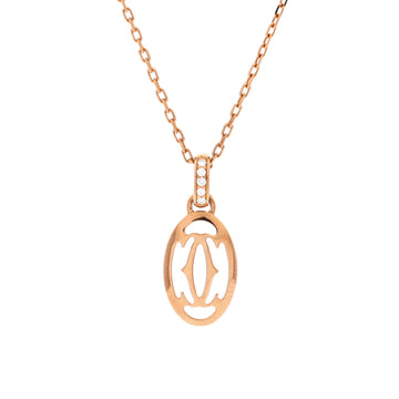 Cartier Logo Double C Pendant Necklace 18K Rose Gold with Diamonds