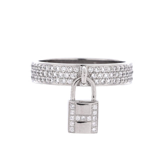 Hermes Kelly Clochette Ring 18K White Gold and Pave Diamonds Medium