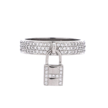 Hermes Kelly Clochette Ring 18K White Gold and Pave Diamonds Medium