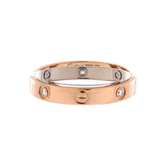 Cartier Love 6 Diamonds Double Ring 18K Rose Gold and 18K White Gold with Diamonds