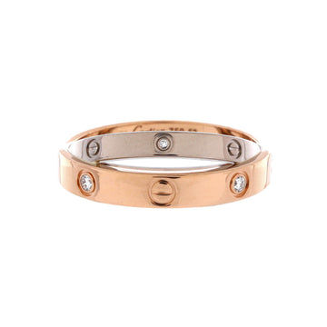 Cartier Love 6 Diamonds Double Ring 18K Rose Gold and 18K White Gold with Diamonds
