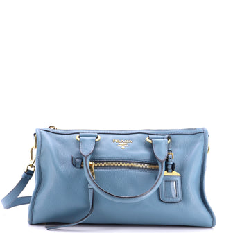 Prada Front Zip Convertible Satchel Vitello Phenix Medium