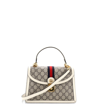 Gucci Ophidia Flap Top Handle Bag GG Coated Canvas Small