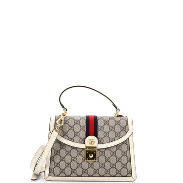 Gucci Ophidia Flap Top Handle Bag GG Coated Canvas Small