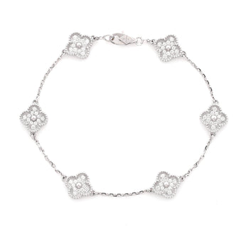 Van Cleef & Arpels Sweet Alhambra 6 Motifs Bracelet 18K White Gold and Diamonds