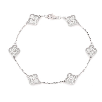 Van Cleef & Arpels Sweet Alhambra 6 Motifs Bracelet 18K White Gold and Diamonds