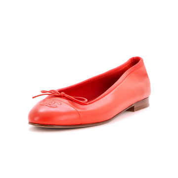 Chanel Women's CC Cap Toe Bow Ballerina Flats Leather