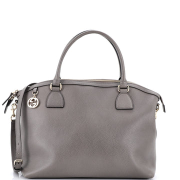 Gucci GG Charm Convertible Dome Satchel Leather Medium