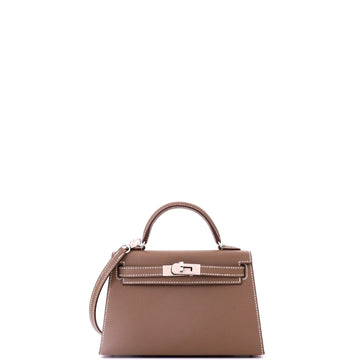 Hermes Kelly Mini II Bag Grey Epsom with Palladium Hardware 20