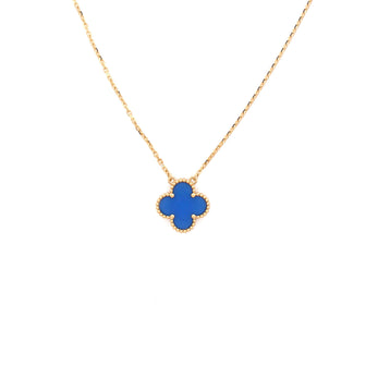 Van Cleef & Arpels Vintage Alhambra Pendant Necklace 18K Yellow Gold and Agate