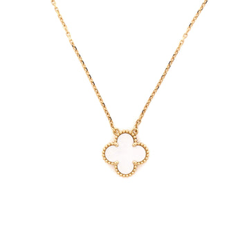 Van Cleef & Arpels Vintage Alhambra Pendant Necklace 18K Yellow Gold and Mother of Pearl