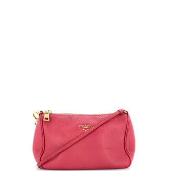 Prada Zip Shoulder Bag Vitello Daino Small