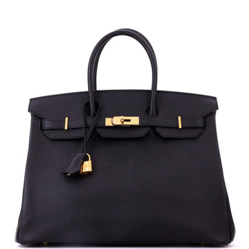 Hermes Birkin Handbag Black Epsom with Gold Hardware 35