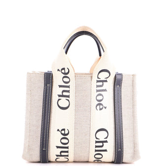 Chloe Woody Tote Canvas with Leather Small