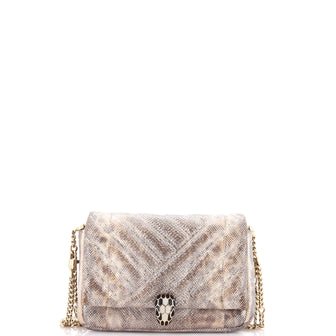 Bvlgari Serpenti Cabochon Shoulder Bag Diagonal Quilted Metallic Karung Small