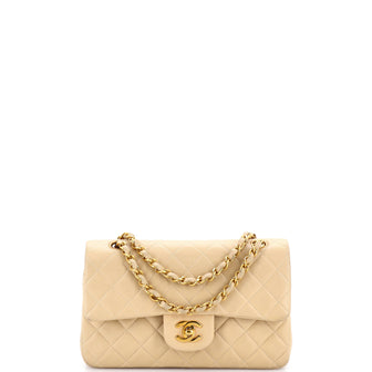 Chanel Vintage Classic Double Flap Bag Quilted Lambskin Small