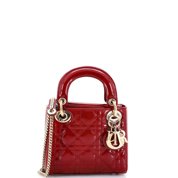 Christian Dior Lady Dior Chain Bag Cannage Quilt Patent Mini