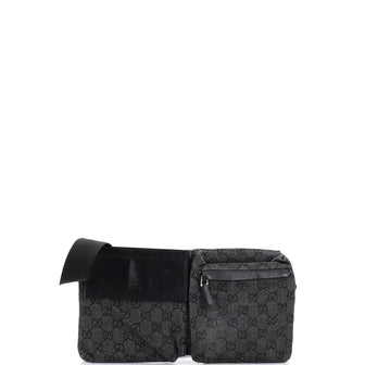 Gucci Vintage Double Belt Bag GG Denim