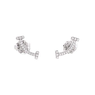 Tiffany & Co. T Smile Stud Earrings 18K White Gold and Diamonds