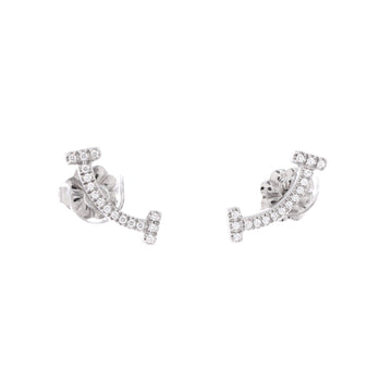 Tiffany & Co. T Smile Stud Earrings 18K White Gold and Diamonds