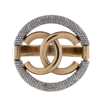 Chanel Circle CC Cutout Cuff Bracelet Metal with Crystals