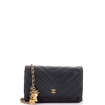 Chanel Ancient Greek Charm Wallet on Chain Chevron Caviar