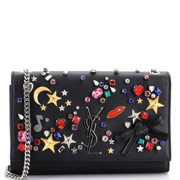 Saint Laurent Classic Monogram Crossbody Bag Embellished Leather Medium