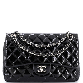 Chanel Classic Double Flap Bag Quilted Patent Jumbo