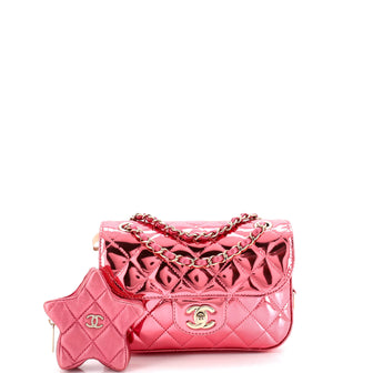 Chanel Hollywood Boulevard Flap Bag with Star Coin Purse Quilted Metallic Leather Mini