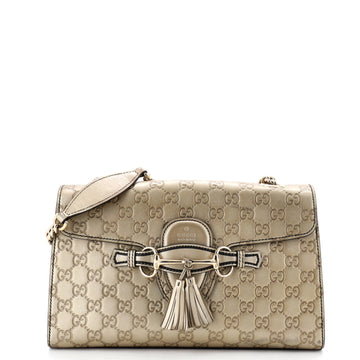 Gucci Emily Chain Flap Bag Guccissima Leather Medium