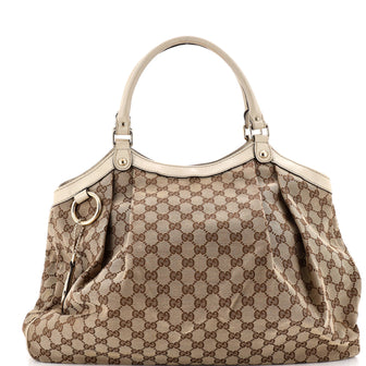 Gucci Sukey Tote GG Canvas with Leather Large