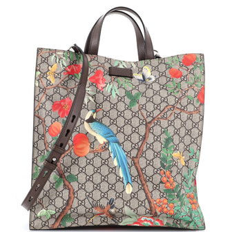 Gucci Convertible Soft Open Tote Tian Print GG Coated Canvas Tall