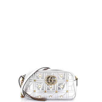 Gucci Pearly GG Marmont Shoulder Bag Embellished Matelasse Leather Small