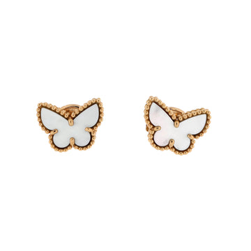 Van Cleef & Arpels Sweet Alhambra Butterfly Stud Earrings 18K Yellow Gold and Mother of Pearl