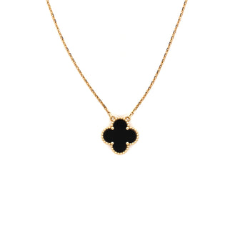 Van Cleef & Arpels Vintage Alhambra Pendant Necklace 18K Yellow Gold and Onyx