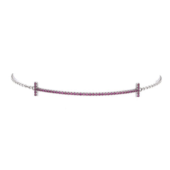 Tiffany & Co. T Smile Chain Bracelet 18K White Gold and Pink Sapphire Medium
