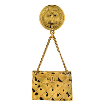 Chanel Vintage Medallion Flap Bag Brooch Metal