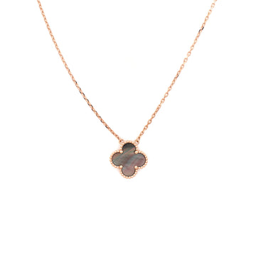 Van Cleef & Arpels Vintage Alhambra Pendant Necklace 18K Rose Gold and Grey Mother of Pearl