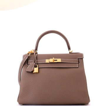 Hermes Kelly Handbag Grey Togo with Gold Hardware 28