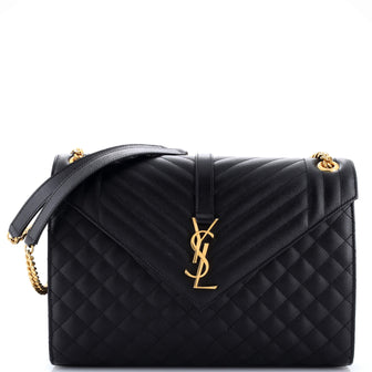 Saint Laurent Classic Monogram Envelope Satchel Mixed Matelasse Leather Large