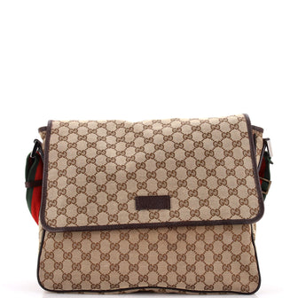 Gucci Web Strap Flap Messenger GG Canvas Medium