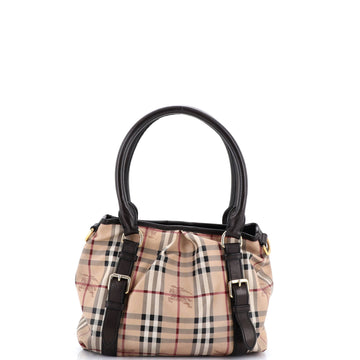 Burberry Northfield Convertible Tote Haymarket Coated Canvas Small