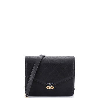 Chanel Thread Around Square Wallet on Chain Quilted Caviar
