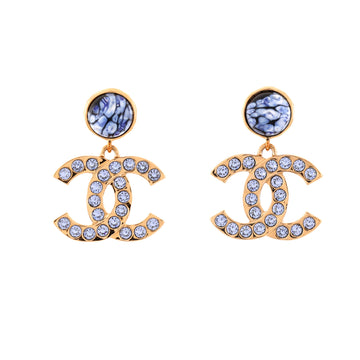 Chanel CC Drop Earrings Metal with Resin and Crystals