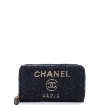 Chanel Deauville Zip Around Wallet Lurex Canvas Medium