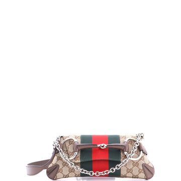 Gucci Horsebit NM Web Chain Clutch GG Canvas Small