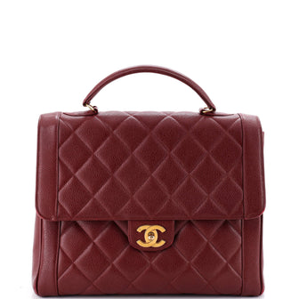 Chanel Vintage Two-Tone Kelly Top Handle Bag Quilted Caviar Jumbo