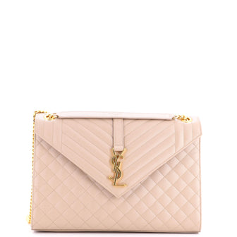 Saint Laurent Classic Monogram Envelope Satchel Mixed Matelasse Leather Large