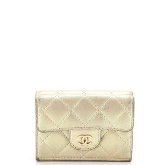 Chanel Classic Trifold Flap Wallet Quilted Iridescent Lambskin Small