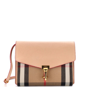 Burberry Macken Crossbody Bag Leather and House Check Canvas Small
